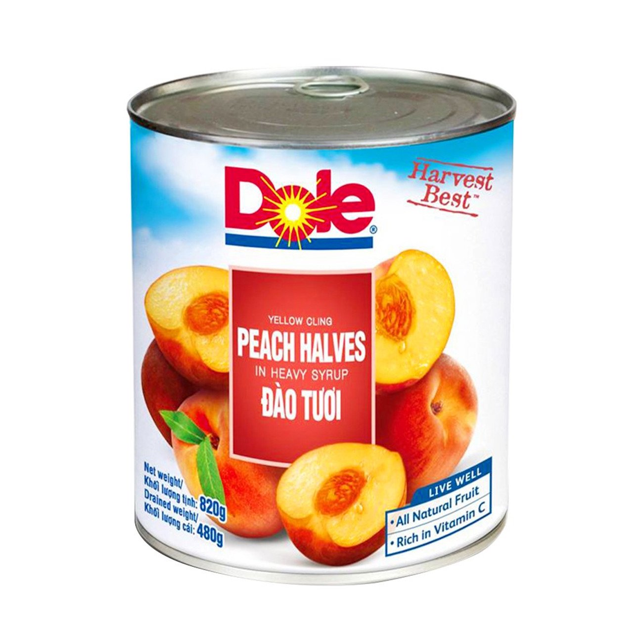 [HCM]Đào ngâm Hi Lạp dạng lon Dole 820g