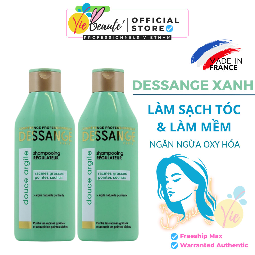 Dầu gội xanh Dessange Douce Argile 250ml, giúp làm sạch và làm mềm tóc