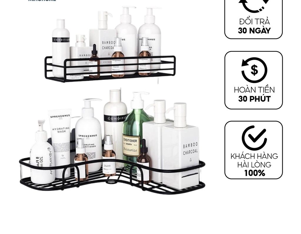 KỆ NHÀ TẮM GÓC TƯỜNG KÈM 2 MIẾNG DÁN