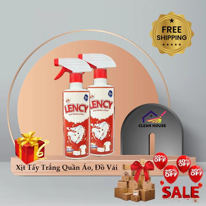 Dung dịch siêu tẩy trắng quần áo LENCY - Công nghệ đức tẩy mốc, ố vàng - dùng cả vải trắng và màu