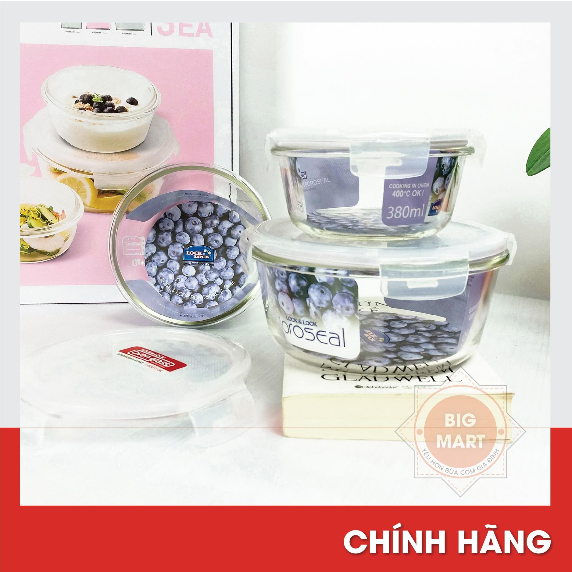 Bộ 3 hộp thủy tinh lock&lock tròn 950ml-650ml-380ml