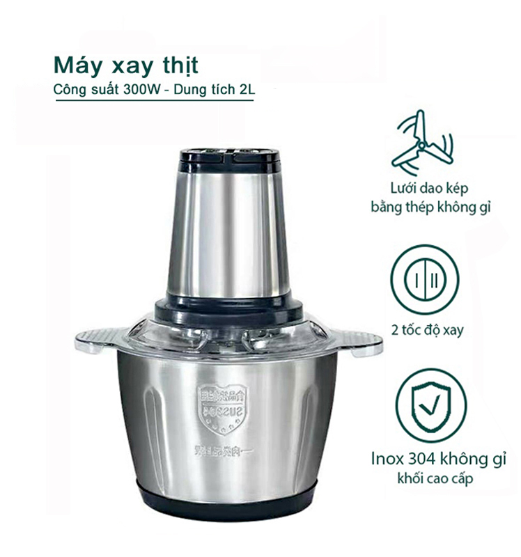 Máy xay thịt đa năng,Máy xay sinh tố Máy xay thịt inox Thịt băm, trứng đánh tan, sữa lắc, khuấy, trộn, nghiền đá, xay khô, cắt rau- BẢO HÀNH 12 THÁNG