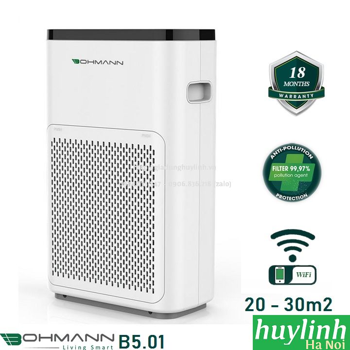 Máy lọc không khí bohmann b5.01 - 30m2 - điều khiển wifi