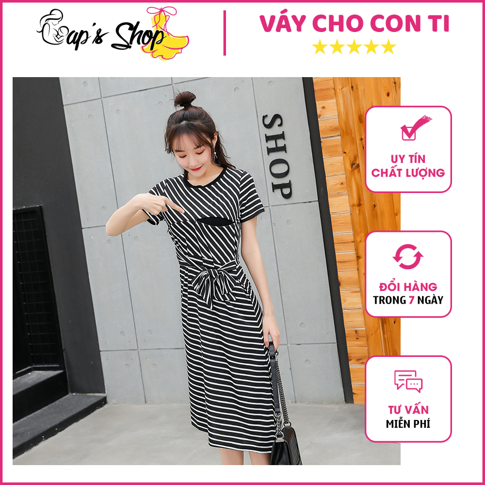 Váy cho con ti suông chữ A khóa ngang ngực