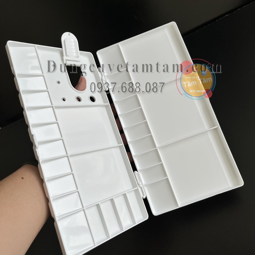 Vĩ pha màu đôi , Palette pha màu gập lại được , Vĩ Pha màu dùng cho màu poster, màu nước