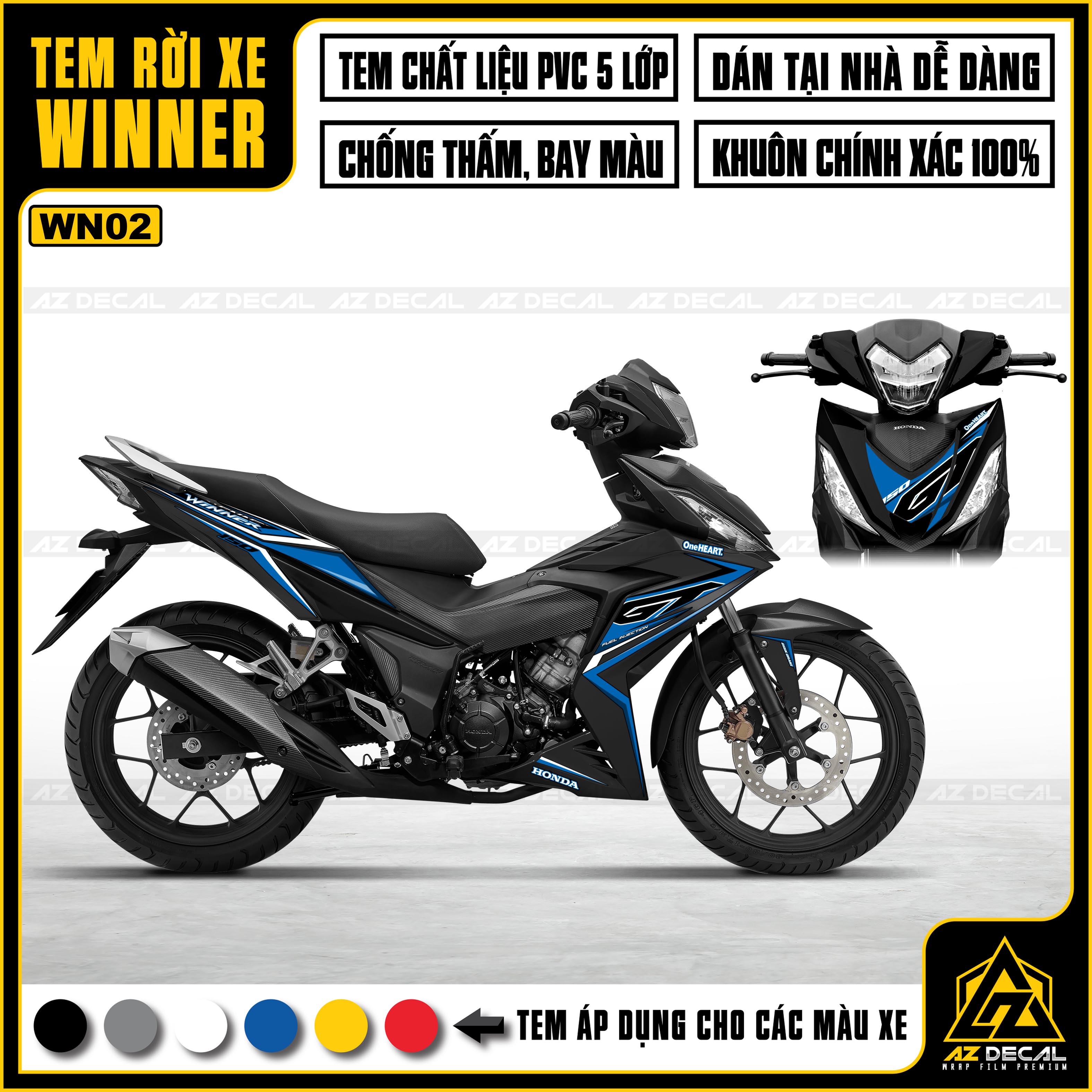 Tem xe honda winner v1 mẫu gp | wn02 | decal rời pvc cao cấp dành cho xe winner 150 - azdecal