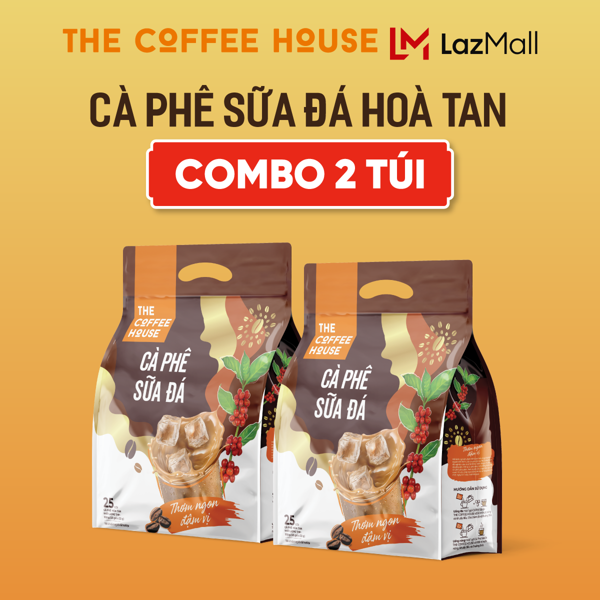 10.7-MUA 1 GIẢM 20% Combo 2 The Coffee House cà phê sữa đá hoà tan Túi 25