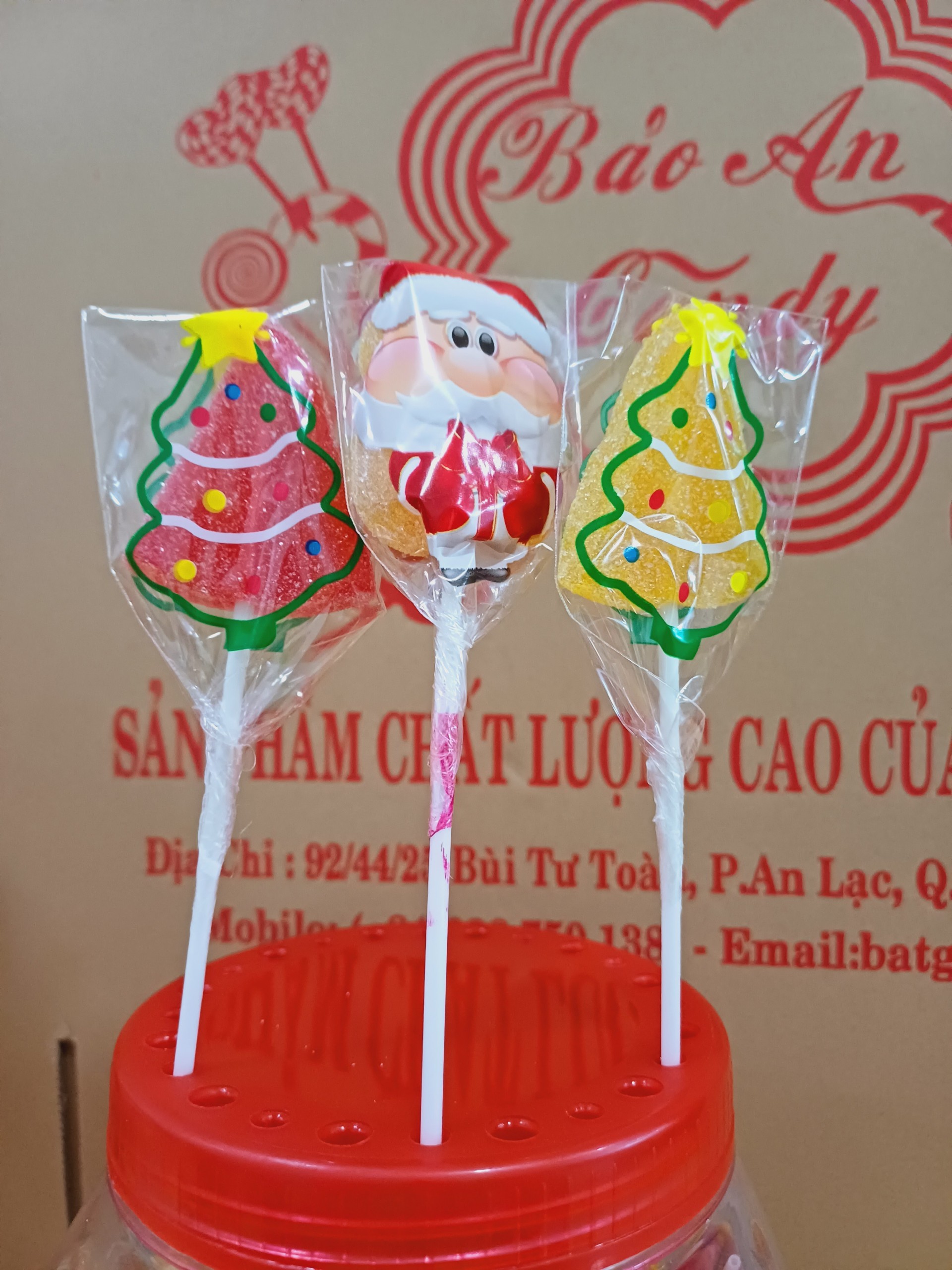 Kẹo dẻo noel cây thông hủ 50 que