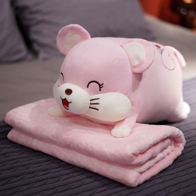 Bộ Chăn Gối Hình Chú Chuột 3 Trong 1 Ngủ Trưa Văn Phòng