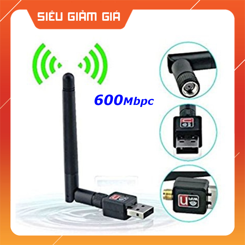 Usb wireless 802.11n tốc độ cao có anten - thiết bị thu sóng wifi cho máy tính để bàn
