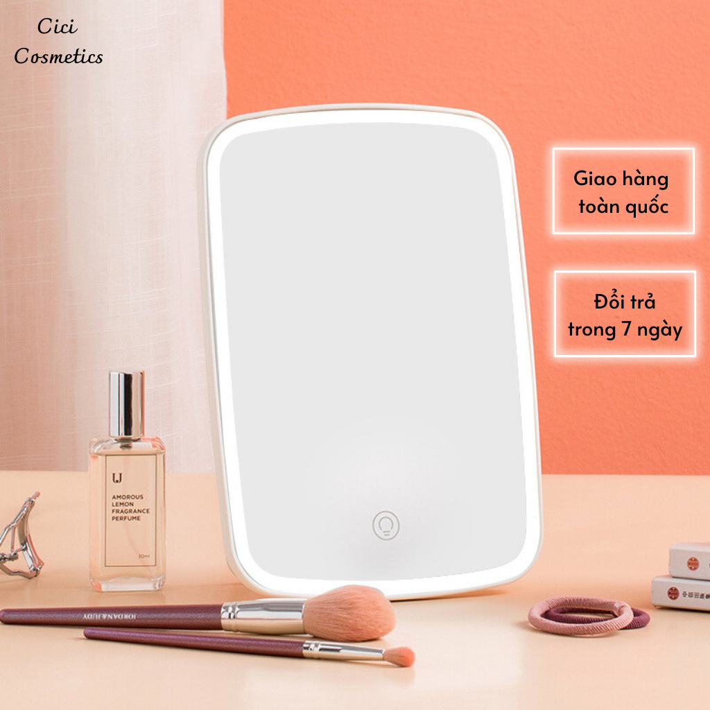 Gương trang điểm để bàn có đèn LED cảm ứng Gương trang điểm hình chữ nhật cao cấp, hiện đại JJ-LED-mirror-1mode
