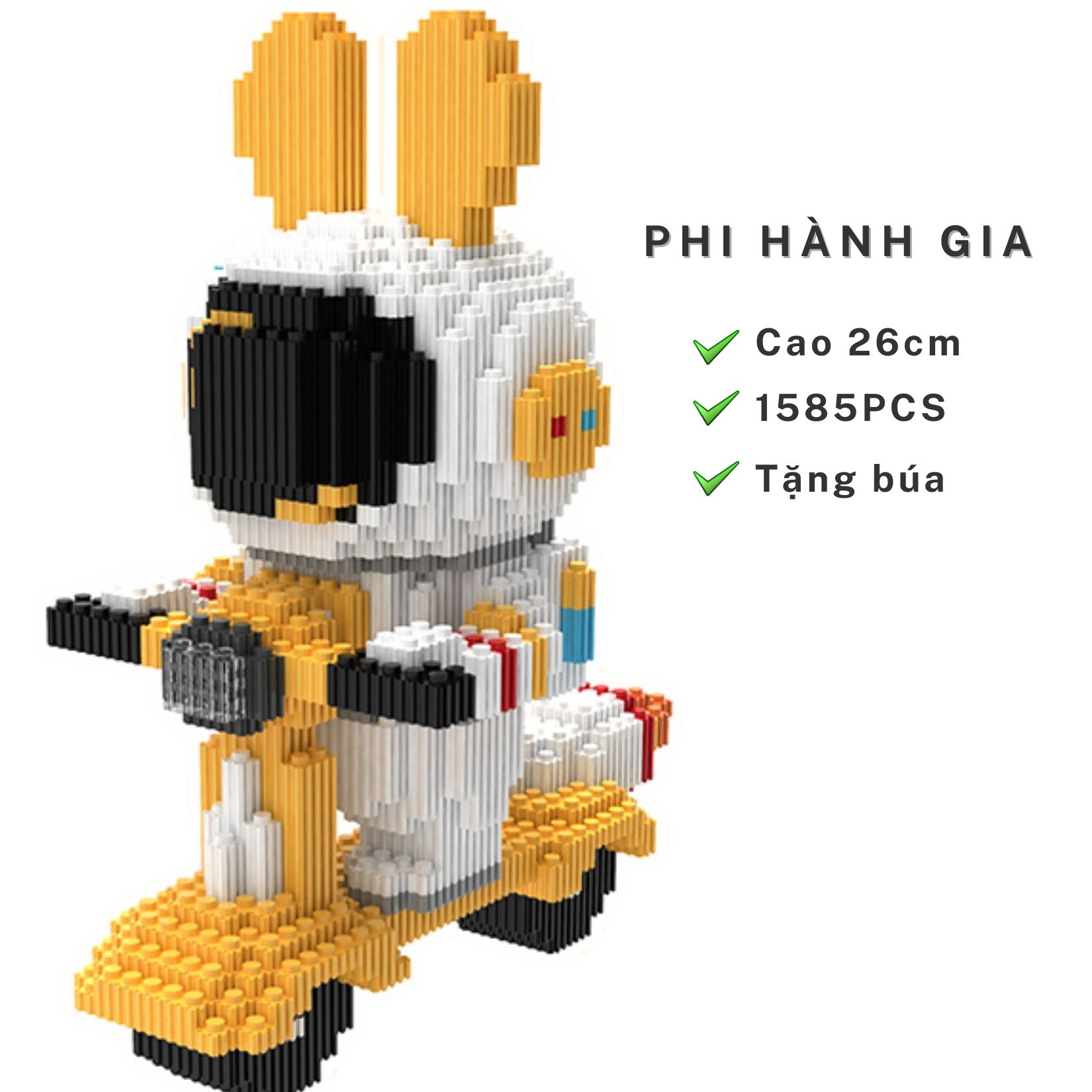 Phi hành gia mô hình lắp ghép thỏ phi hành gia đồ chơi lắp ráp cho bé