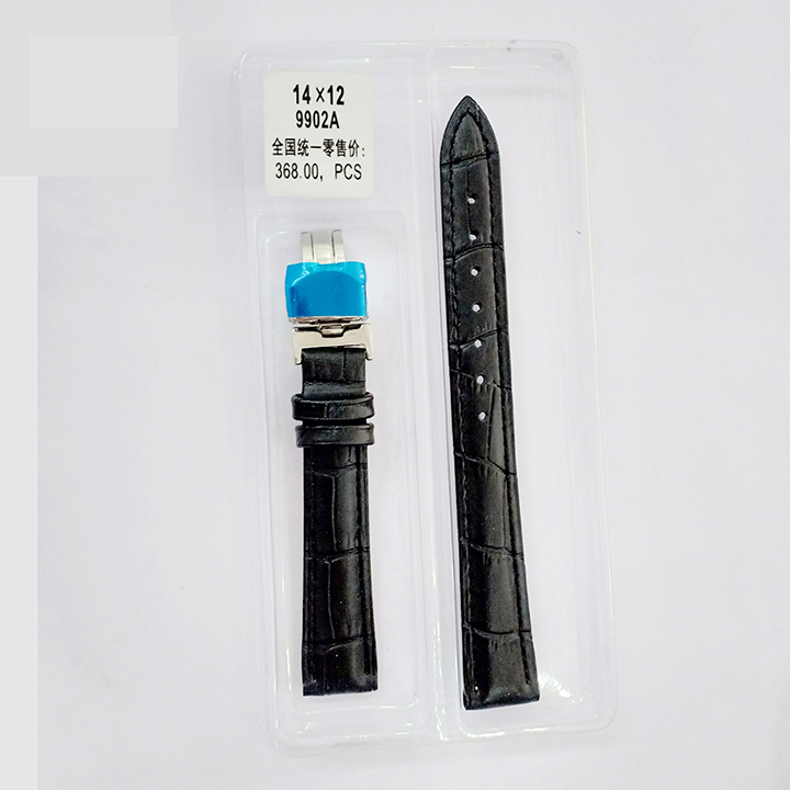Dây đồng hồ da khóa bướm nữ #JANSSE cao cấp, size 14mm MÀU ĐEN SIÊU MỀM