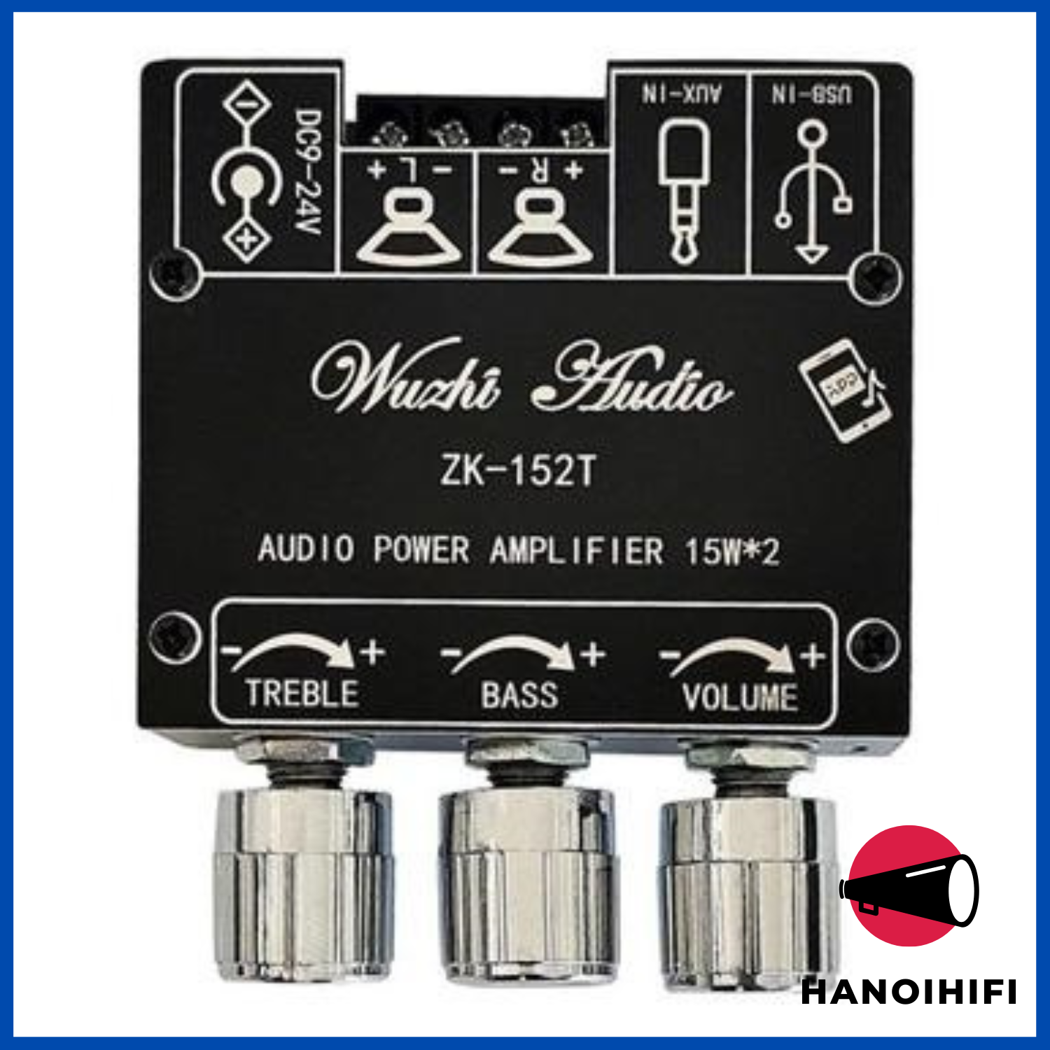 Mạch khuếch đại âm thanh bluetooth 5.0 wuzhi zk-152t 2x15w có app