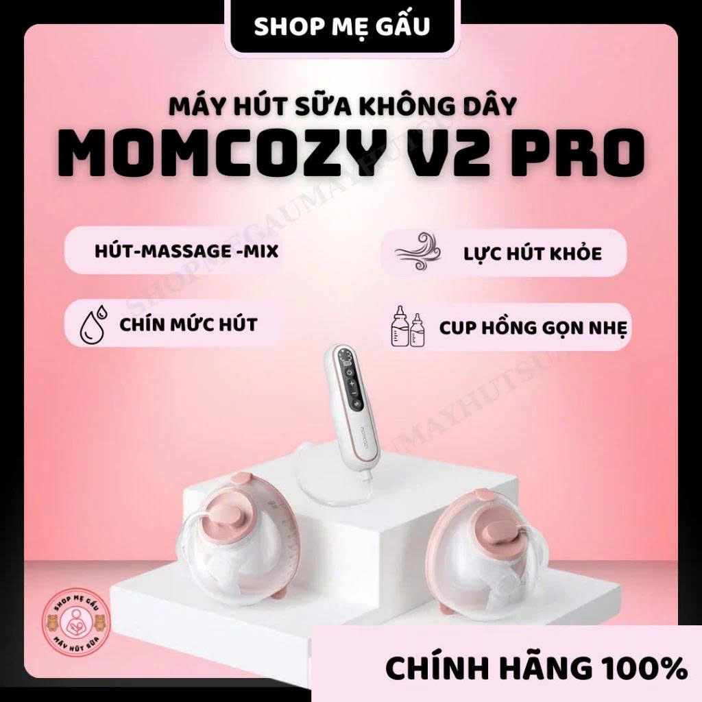 Máy hút sữa MOMCOZY V2 PRO (cup hồng) mới