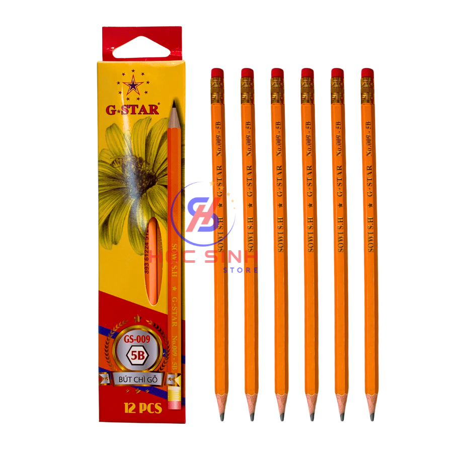 Hộp 12 cây bút chì đen thân gỗ chuốt gstar gs009