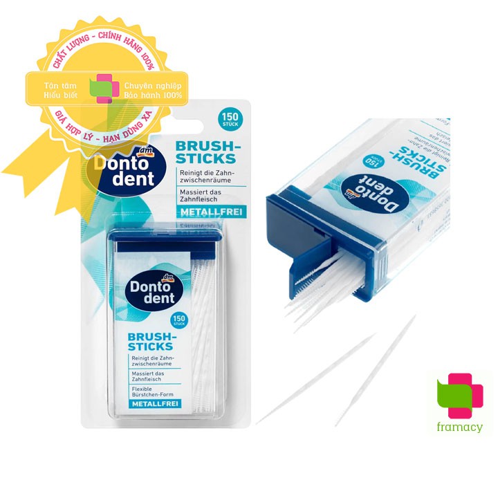 Tăm xỉa răng nha khoa Dontodent Brush Sticks, Đức 2 đầu giúp vệ sinh răng miệng