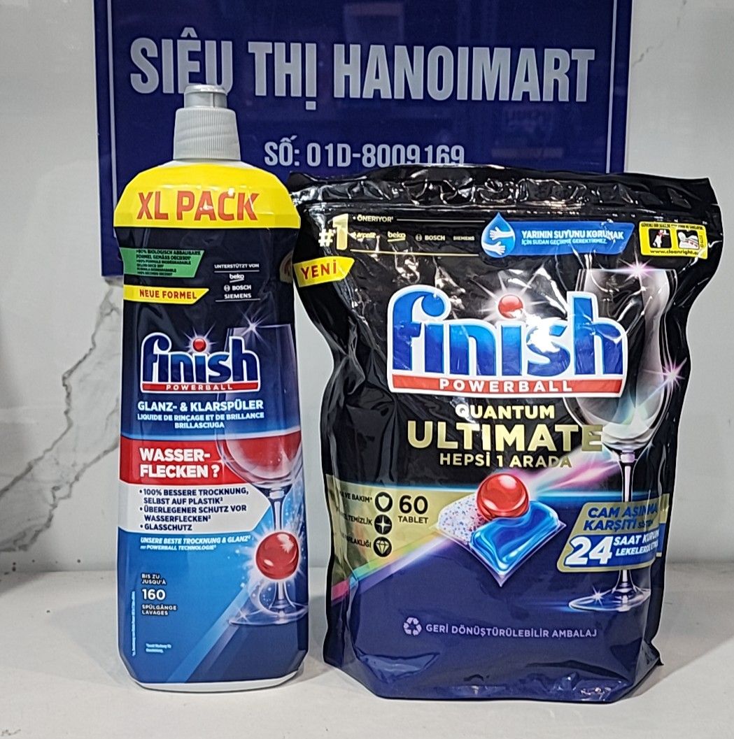 Combo Viên Rửa Chén Finish Quantum Ultimate 60 Tabs Nước Bóng Finish 800Ml Finish.Edu.Vn