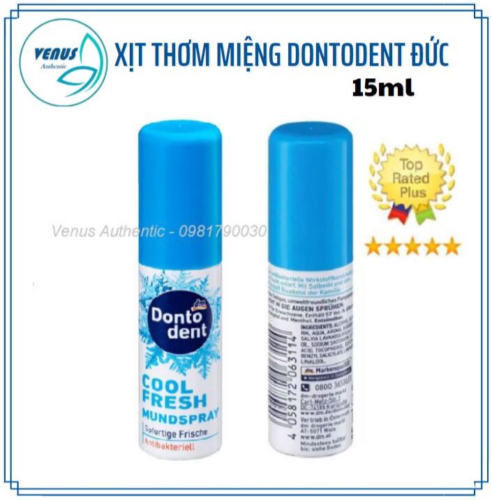 Xịt Dontodent thơm miệng kháng khuẩn lọ 15ml - Hàng nội địa Đức