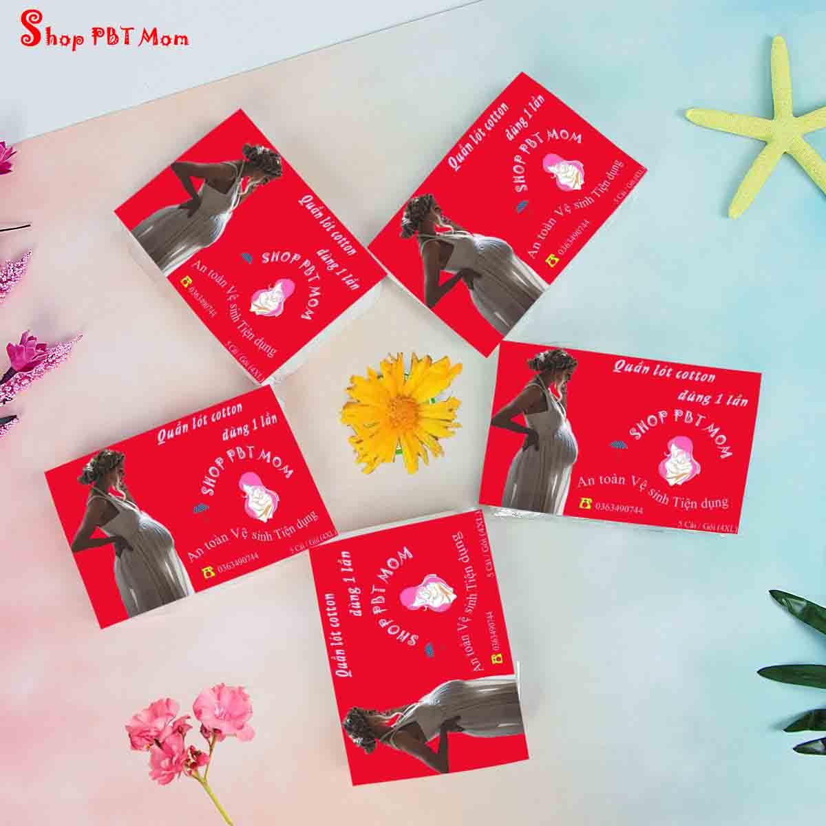 Quần lót giấy cotton trắng trơn dùng 1 lần cho bầu 5 cái / gói
