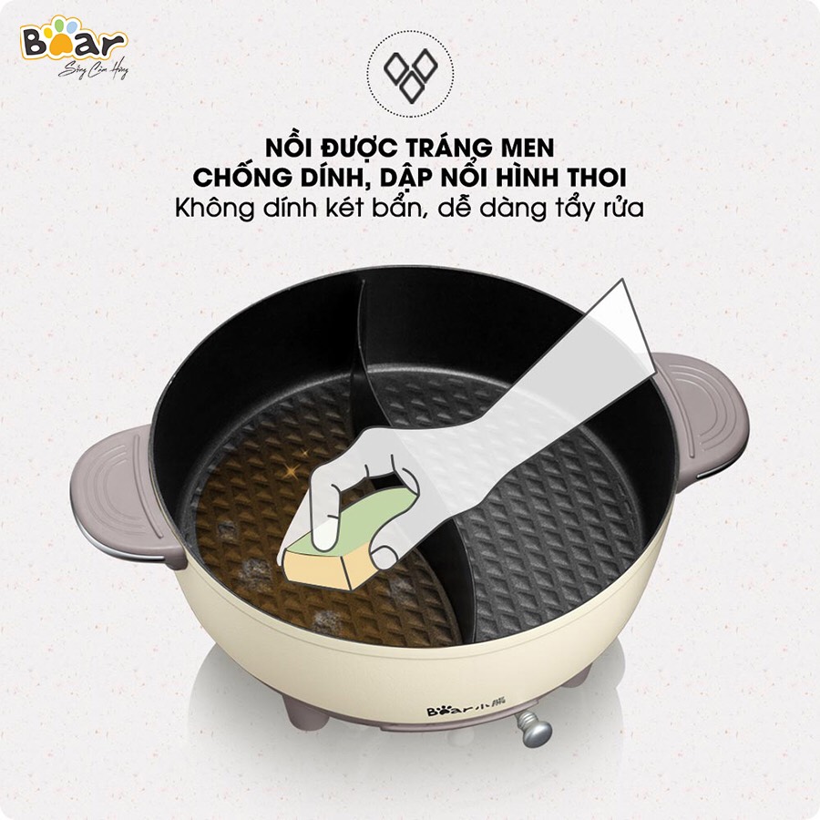 Nồi lẩu uyên ương 6L Bear DHG-B60R6