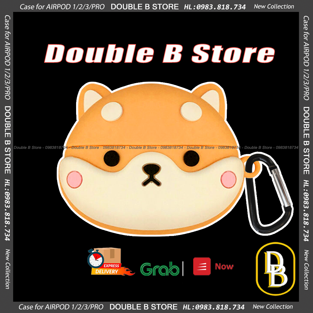 Case airpods 1/2/PRO Chó Shiba má hồng - Hộp đựng tai nghe airpods 1010CASBMH