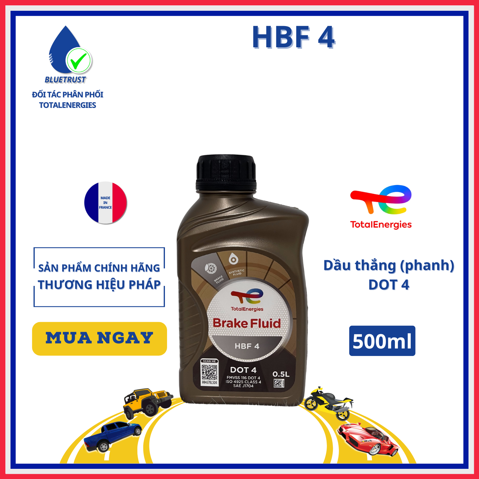 Dầu thắng (phanh) TOTAL HBF 4 - 500ml
