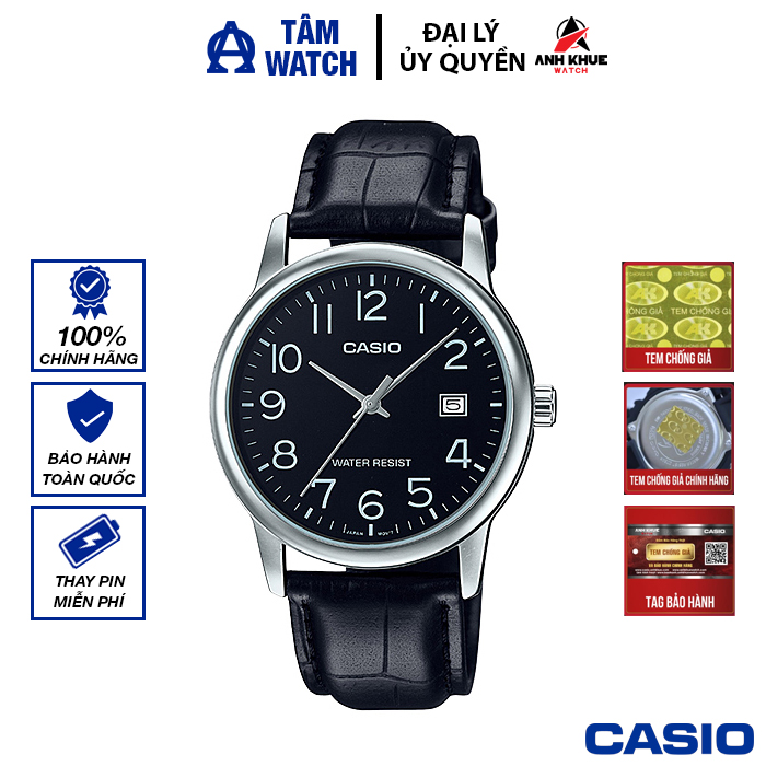 Đồng hồ nam dây da casio standard chính hãng anh khuê mtp-v002l-1budf