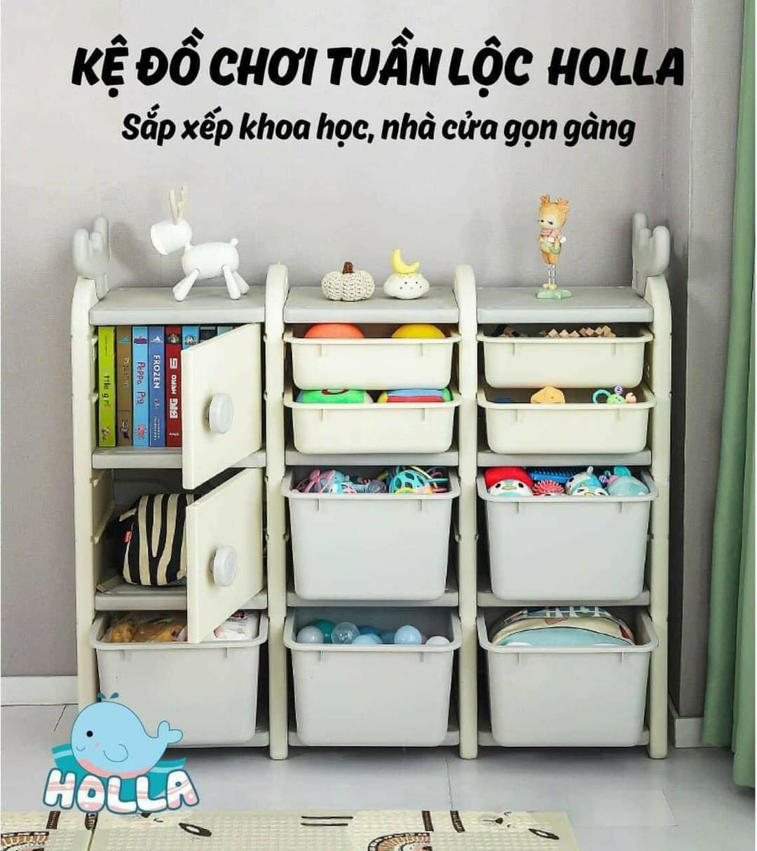 Kệ đồ chơi, tủ kệ nhựa cho bé đựng đồ chơi, sách vở tuần lộc holla hl 10126 - chính hãng - seed house
