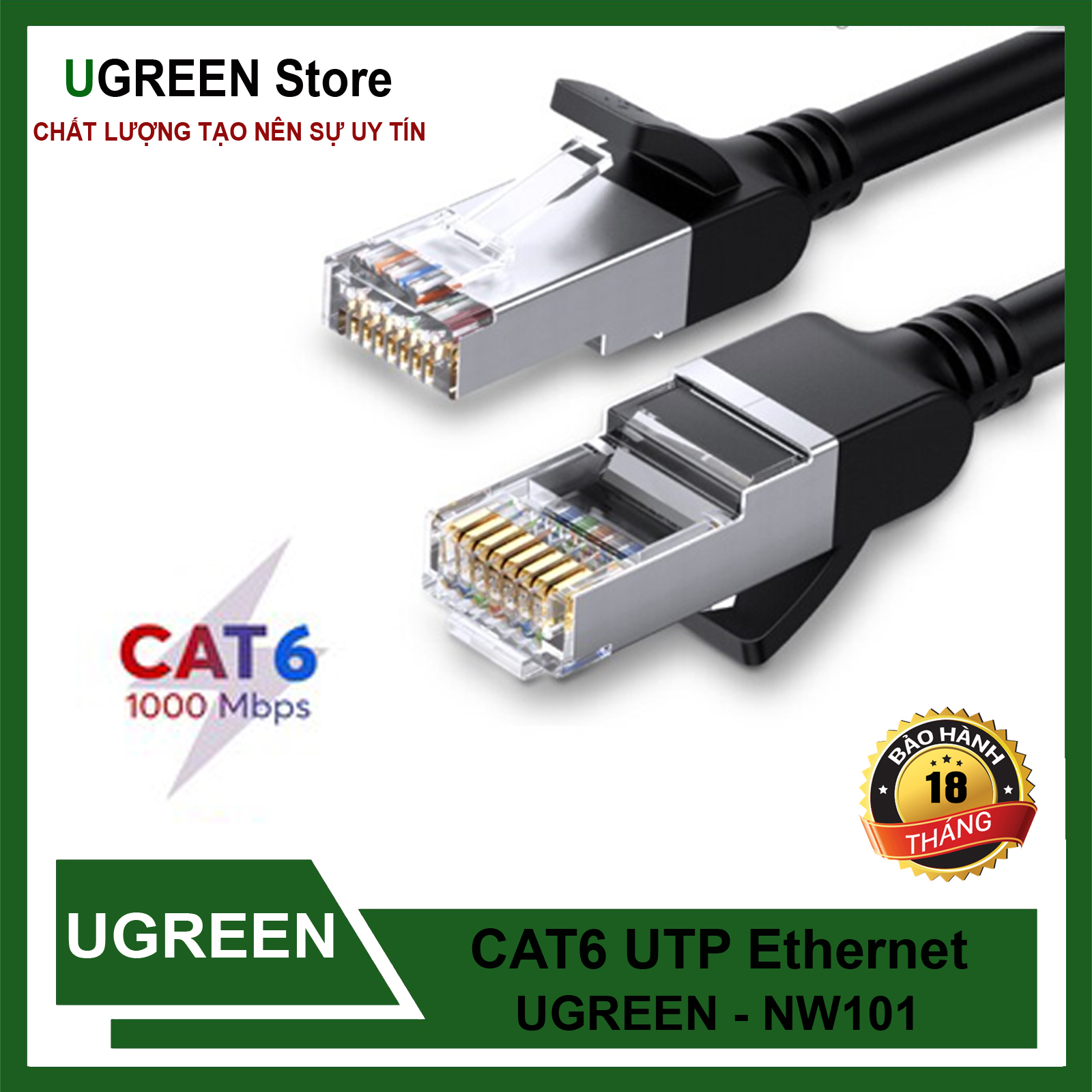 Dây mạng cat6 đúc sẵn ugreen nw101 chính hãng