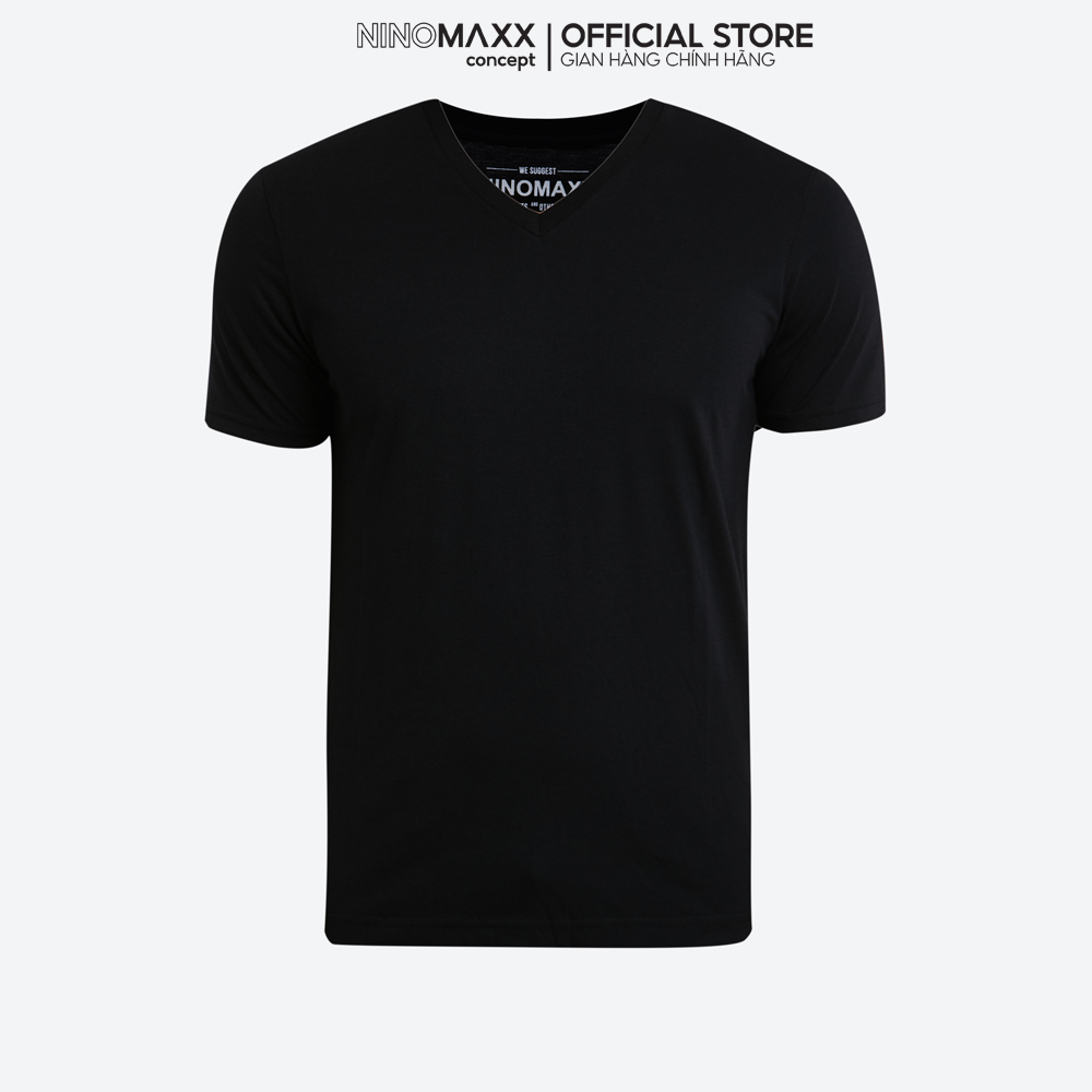 Ninomaxx áo thun basic nam tay ngắn red cổ tròn trơn cotton pha polyester 1801028
