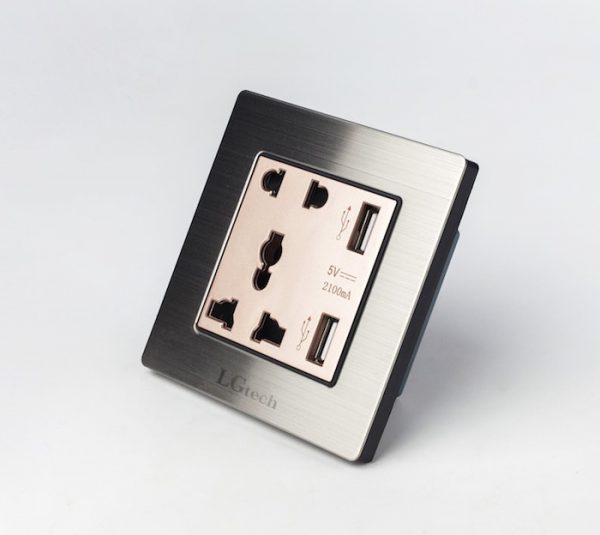 Ổ cắm điện âm tường usb kèm đế âm tường đơn cao cấp LGtech | LG-F72-023 - Hàng Chính Hãng