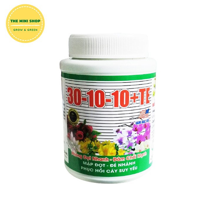 Phân bón npk 30-10-10+te phát đọt nhanh, đâm chồi mạnh, phục hồi cây suy 100g