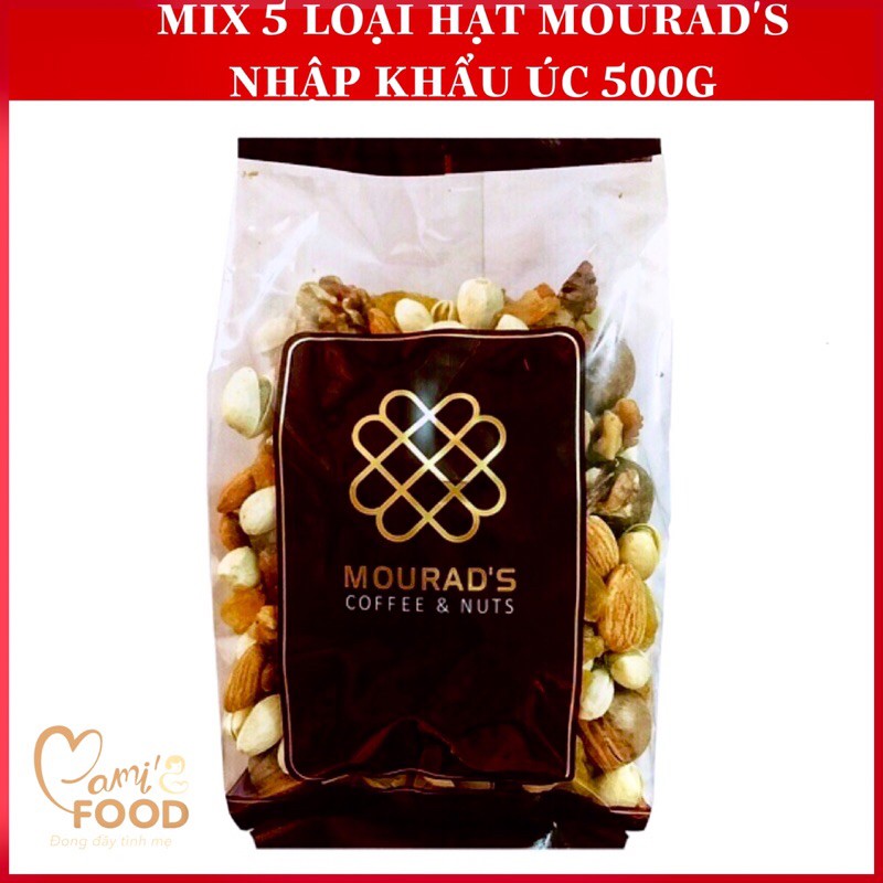 Hỗn hợp mixnut 5 loại hạt mourad’s nhập khẩu úc, date xa, thơm ngon, túi 500g
