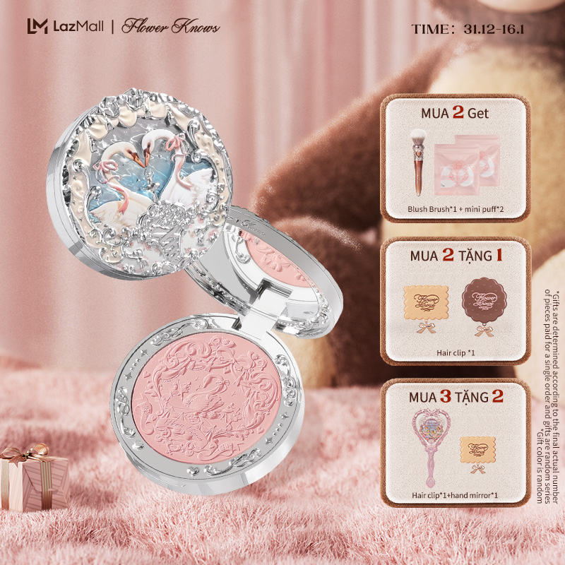 Flower Knows Phấn Má Hồng Dạng Lăn Hình Thiên Nga 5g Không kén da Swan Ballet Collection