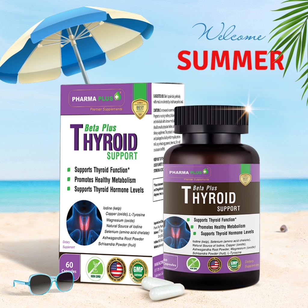 Viên uống hỗ trợ tuyến giáp pharma plus - beta plus thyroid support nhập mỹ lọ 60 viên
