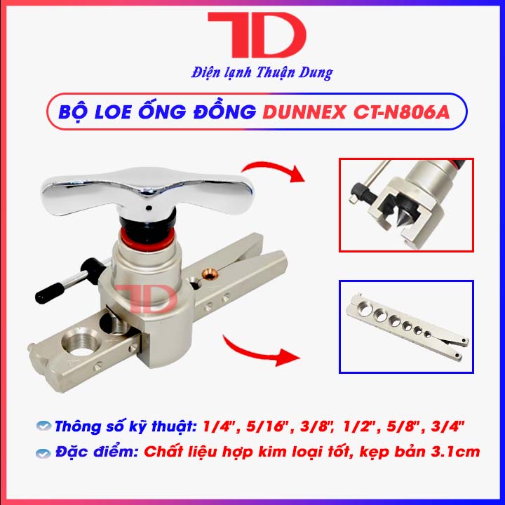 Bộ loe ống đồng tự động dunnex ct-n806a, bộ lã ống đồng lệch tâm máy lạnh - điện lạnh thuận dung