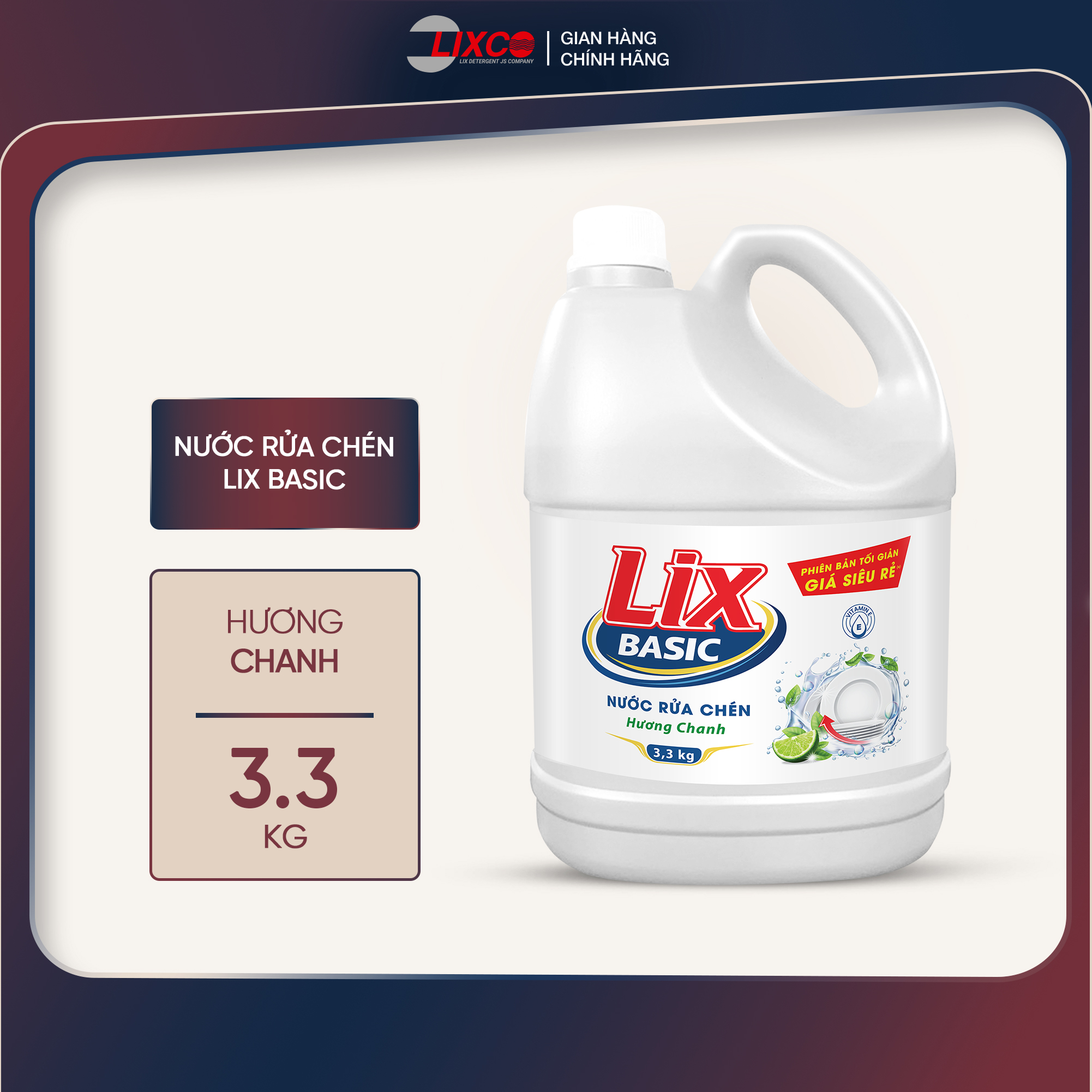 Nước rửa chén Lix Basic hương chanh - khử mùi hiệu quả nhiều dung tích