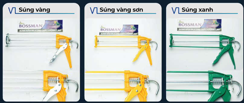 Súng bắn keo Silicon Xanh hiệu Bossman