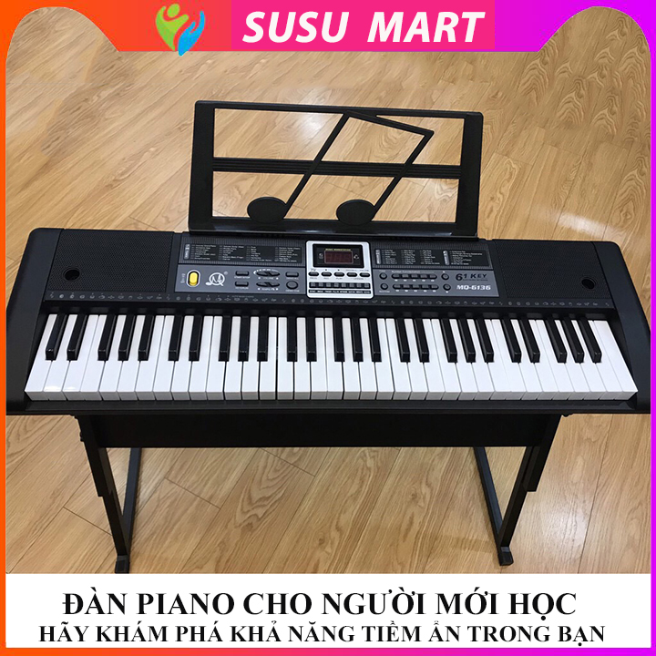 [ TẶNG GIÁ ĐỠ ĐÀN CHỮ Z ] - Đàn Piano Điện Tử Cho Người Mới Học - Đàn Organ Electronic Keyboard Đàn 61 Phím 2cm
