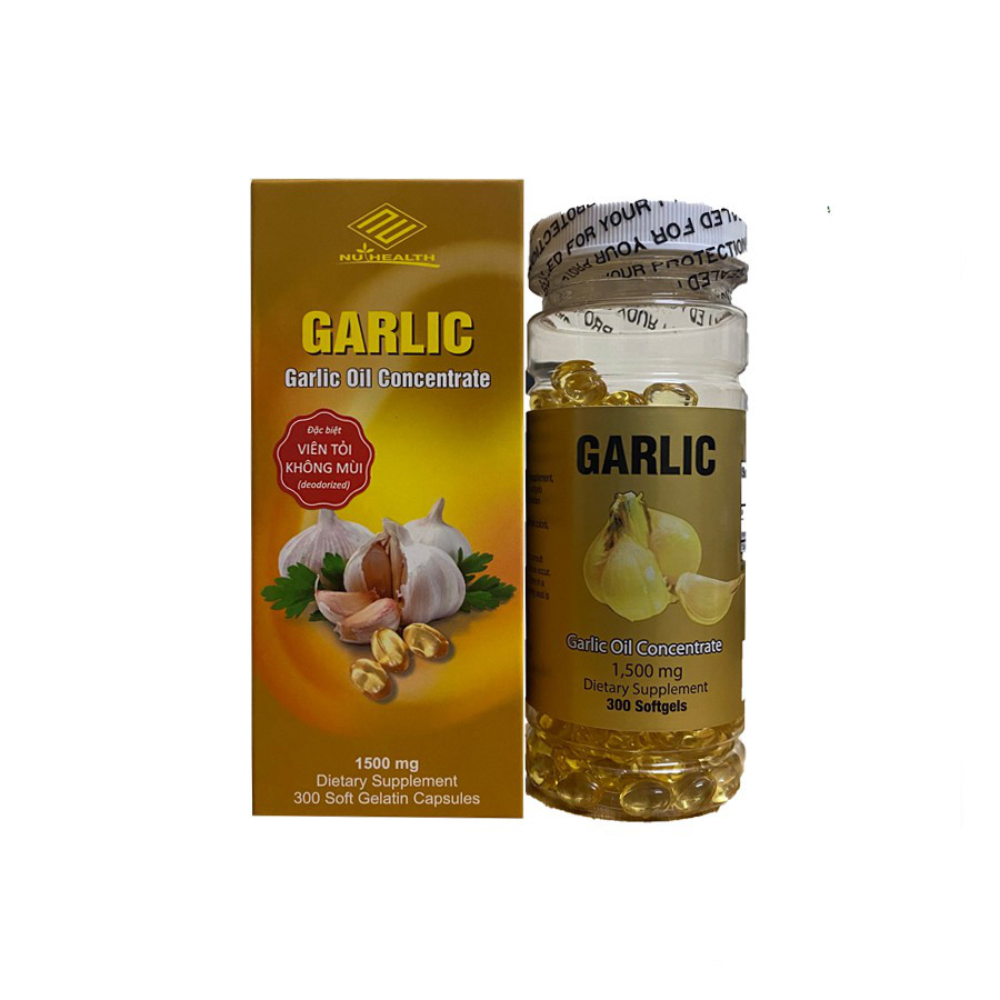 DẦU TỎI GARLIC OIL CONCENTRATE (NU-HEALTH GARLIC) - CHIẾT XUẤT ĐẶC BIỆT TỎI KHÔNG MÙI, TĂNG CƯỜNG MIỄN DỊCH, GIẢM CHOLESTEROL MÁU , LỌ 300 VIÊN
