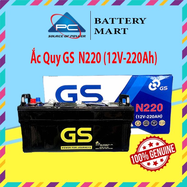 Bình Ắc Quy Nước 12V-220AH, Ắc Quy  Ô Tô GS N220