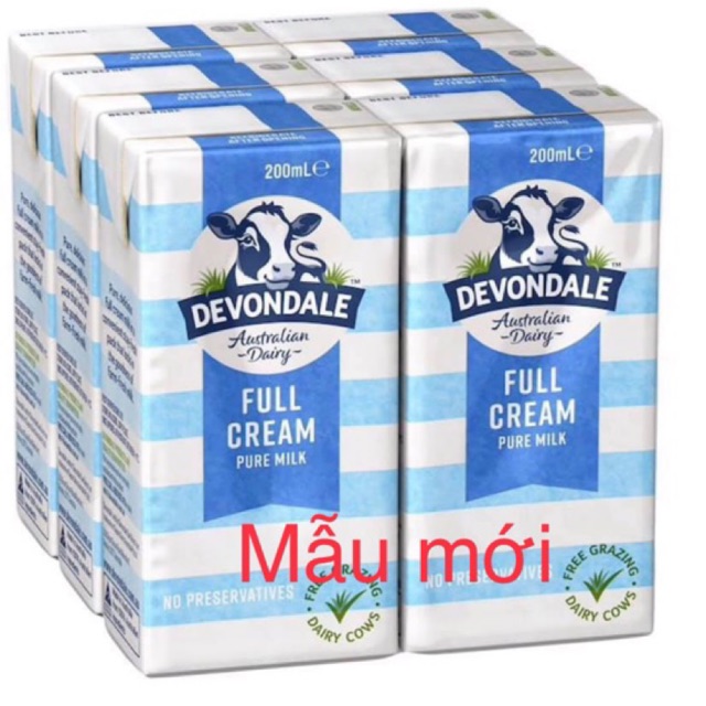 Sữa tươi Devondale nguyên kem hộp 200ml (thùng 24 hộp)