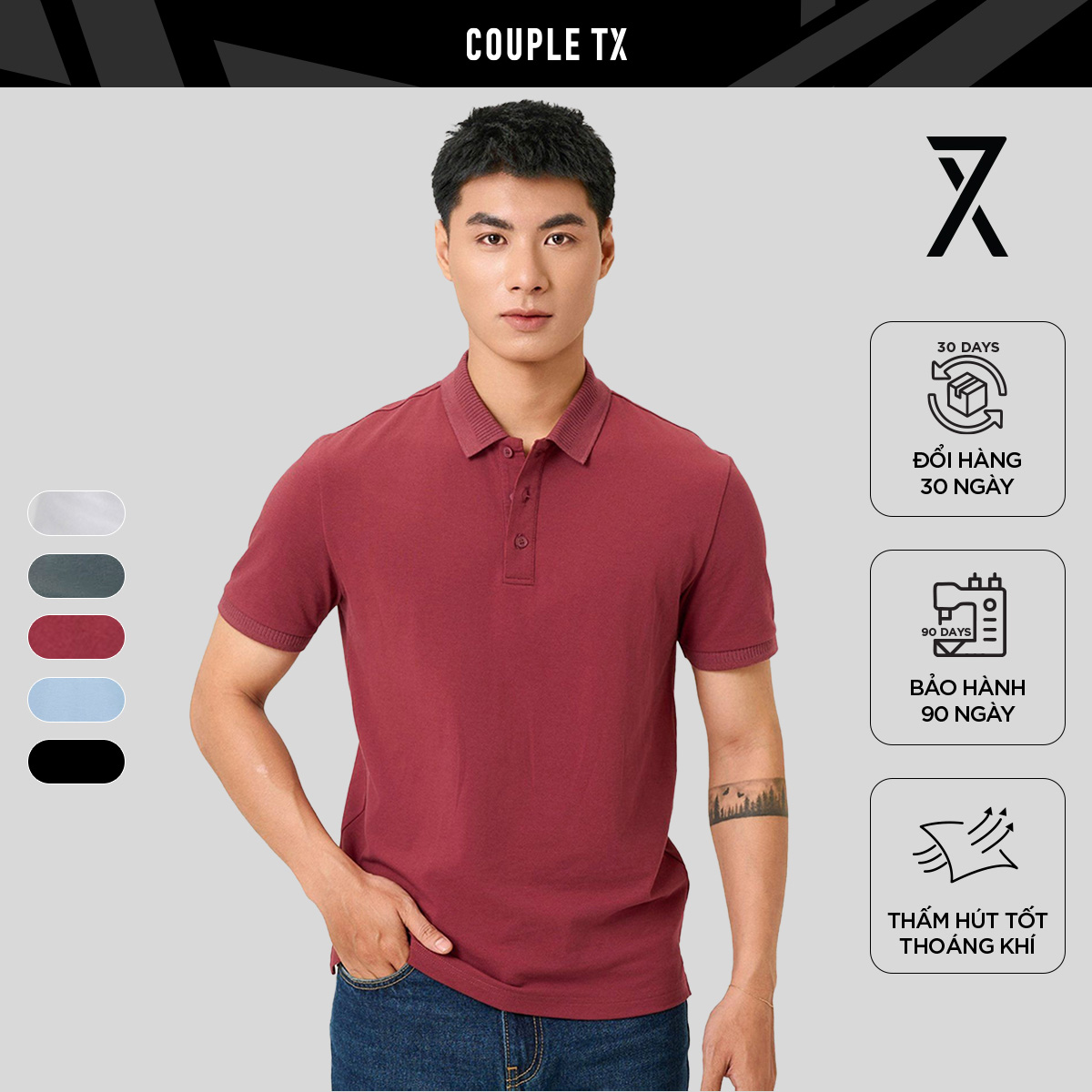  Áo Polo Nam COUPLE TX - Áo Thun Cổ Bẻ Chất Cotton Cao Cấp Sang Trọng Lịch Sự Thanh Lịch Nút Bấm Form Regular Thêu Logo MPO 1066 