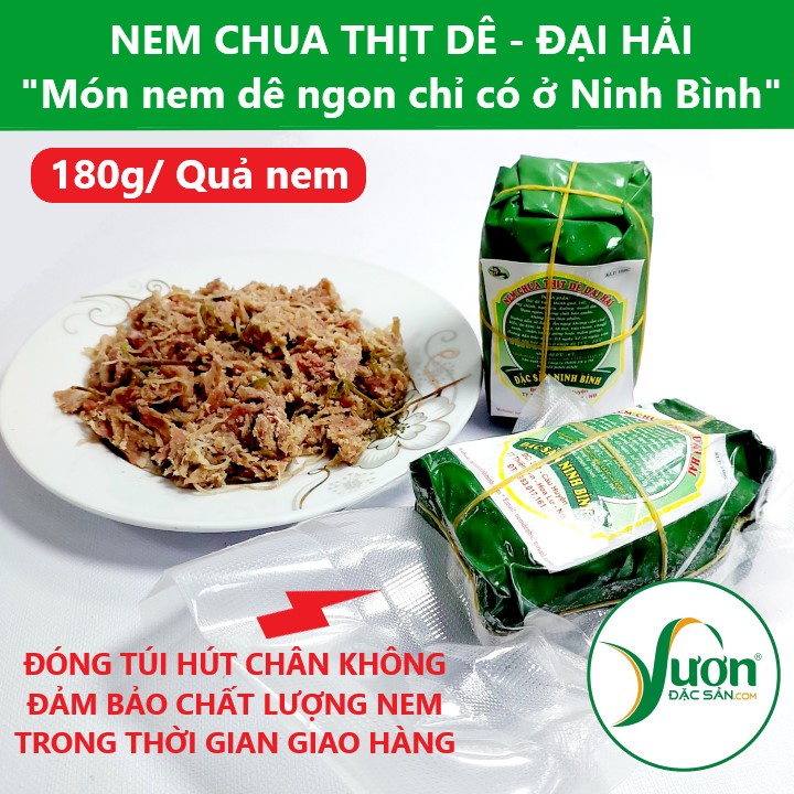 Nem Dê - đặc sản Ninh Bình quả 180g , Nem chua thịt dê Đại Hải món ăn ngon đặc biệt đậm vị quê hương