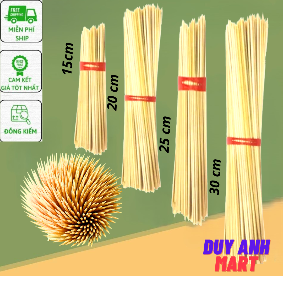 Que Xiên Tre, Tăm Xiên [500g, 1kg ], Dài 30cm, 28cm, 24cm, 20cm, 15cm Nướng Thịt, Xúc Xích, Khoai Tây Lốc Xoáy