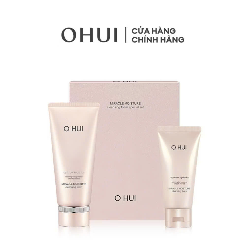 Sữa rữa mặt ohui hồng tách set sữa rửa mặt mềm mịn da ohui hồng miracle moisture cleansing foam 100ml 200ml