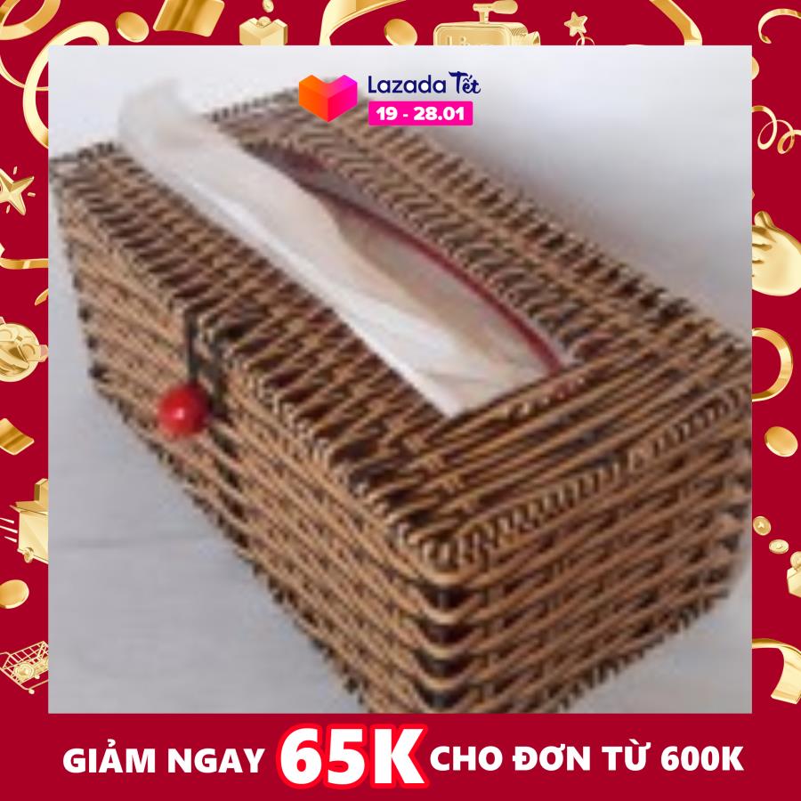 Hộp đựng giấy ăn giả mây chữ nhật (22x12x10)