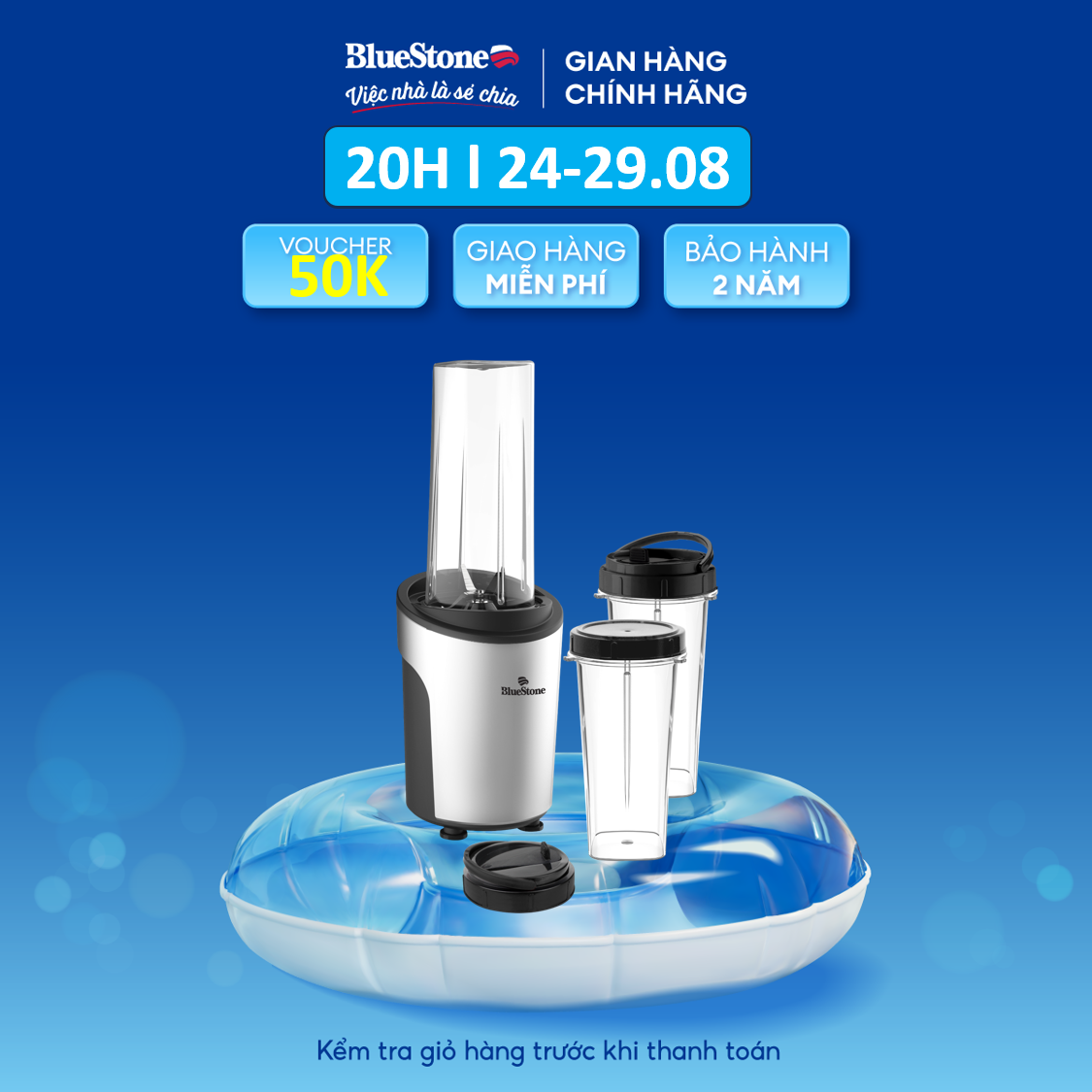 Máy Xay Sinh Tố Đa Năng BlueStone BLB-5310 - Công suất 450W - Với 3 ly xay sinh tố kiêm bình nước - Bảo hành 2 Năm - Hàng chính hãng