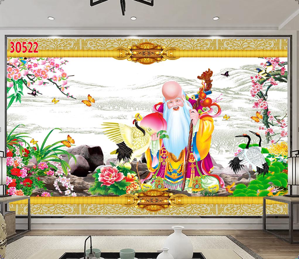 Tranh dán tường 3D Phòng Thờ, Thần Tài Ngõ Cửa